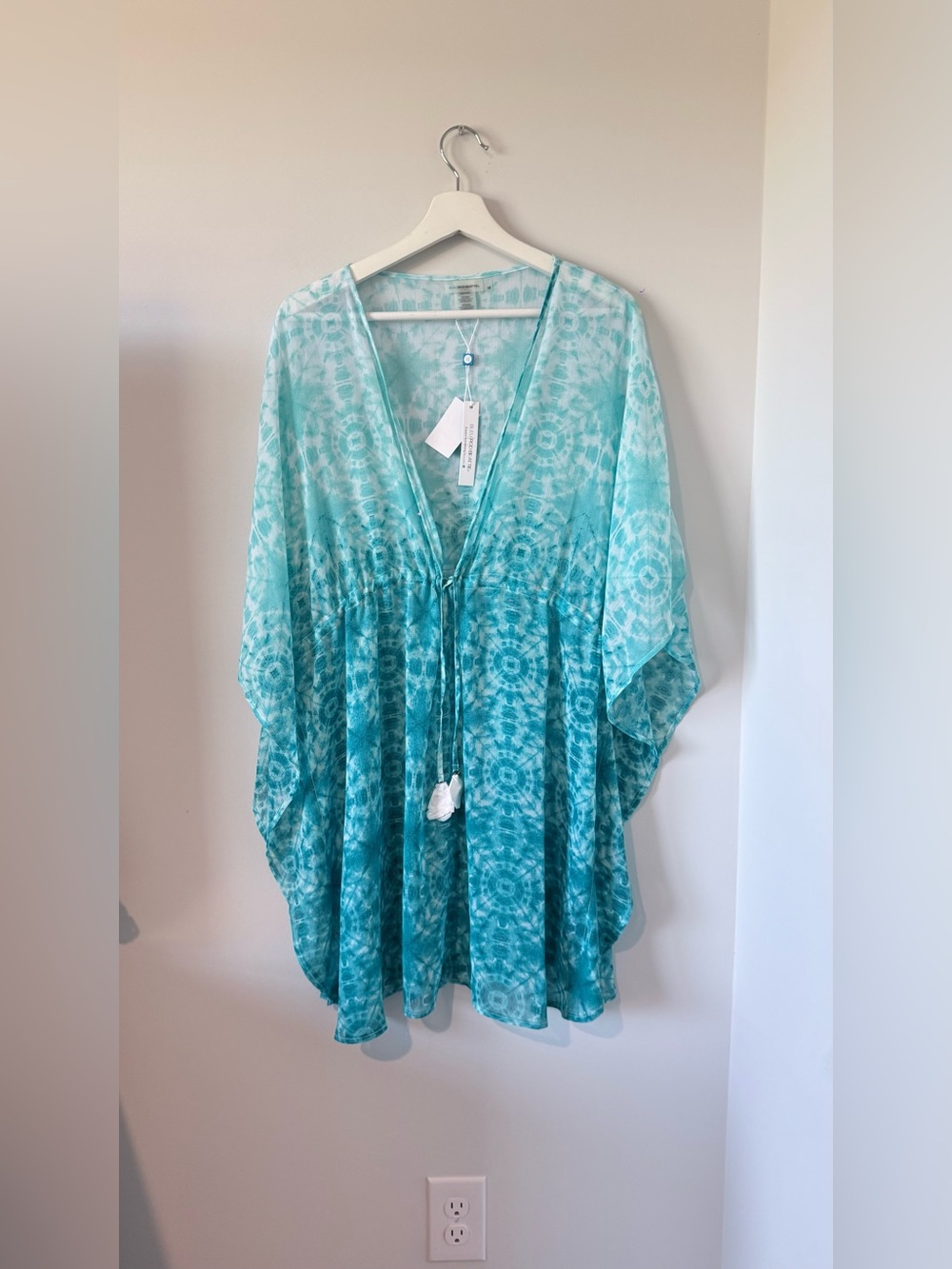 NWT Bleu Rod Beattie chiffon swim caftan cover-up Women Plus 1X Beach Vacation